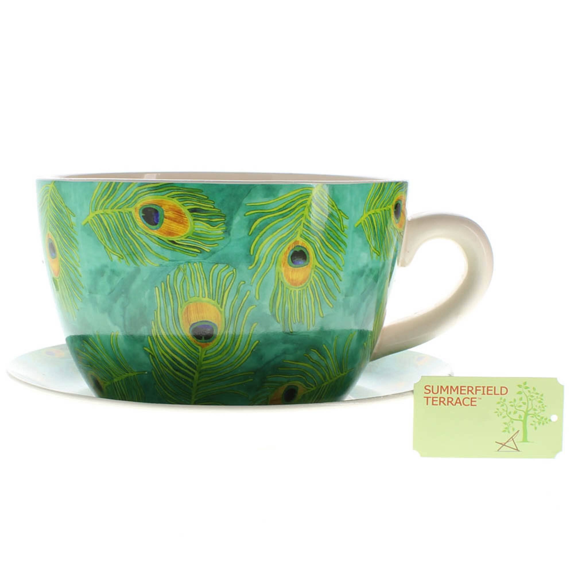 4.5'' Peacock Feather Teacup Planter